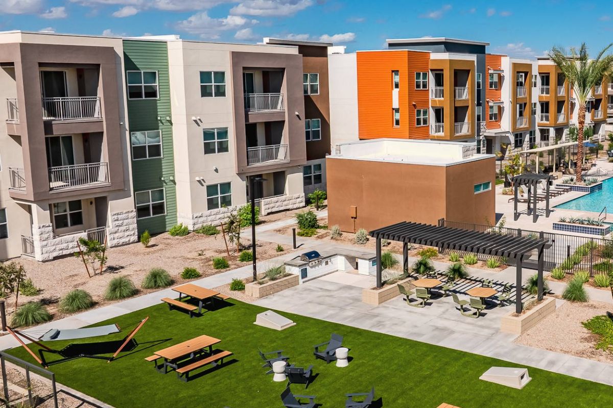 Private Origin Goodyear apartment balcony or patio overlooking the community.