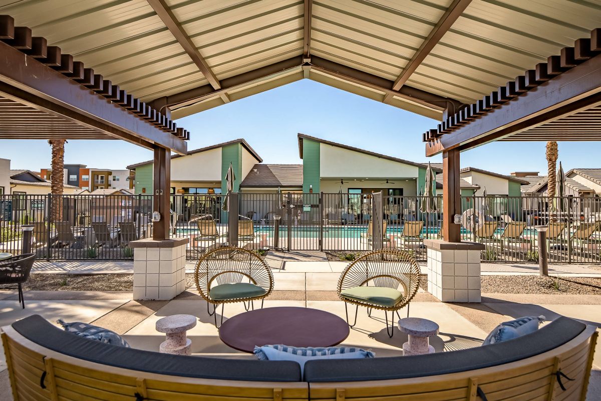 Sonita Goodyear outdoor lounge and community gathering area.